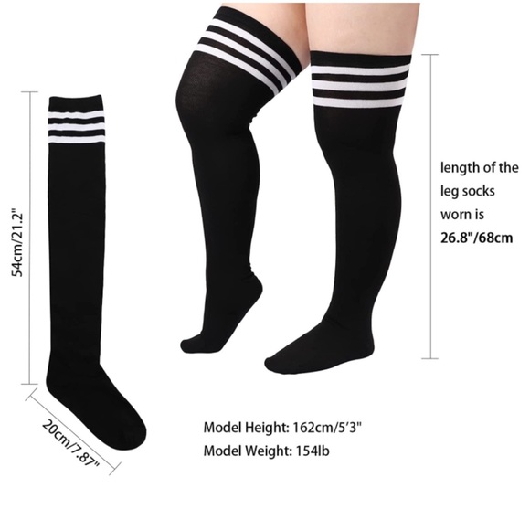 ❤️SOLD❤️Plus Size Thick Thighs Black Over the Knee Thigh High Socks - Picture 8 of 15